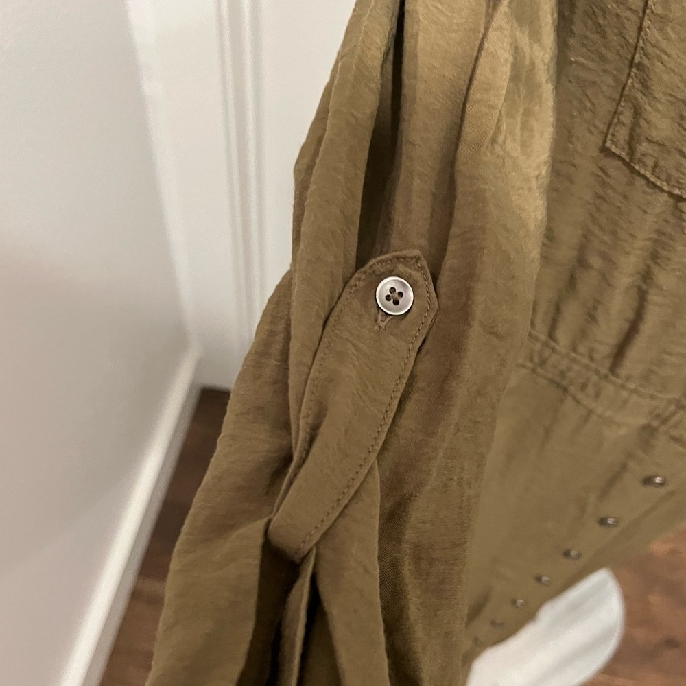 Maeve Anthropologie Olive Green Button Up Dress - Picture 4 of 9